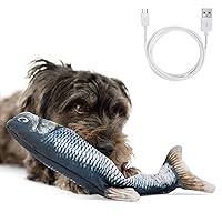 Floppy Fish Dog Toy - Interactive Dog Toy with Moving Tail | USB Charged Flopping Fish Toy for Dogs up to 30lb | Small Dog Toys Interactive for Excercise & IQ | Machine-Washable Cover