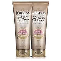 Jergens Natural Glow Sunless Tanning Lotion, Self Tanner, Fair to Medium Skin Tone, Daily Moisturizer, 7.5 Oz (Pack of 2)