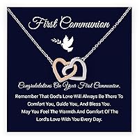 Congratulations On Your First Communion Necklace Religious Jewelry For Teenage Girls On Her 1st Communion Gifts, Catholic Girls First Communion Gifts For Confirmation Necklace Teenage Girl With A Meaningful Message Card And Box.