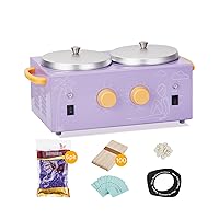 Double Wax Pot Warmer Professional - At Home Waxing Kit For All Hair Types - Eyebrow, Facial, Bikini etc. (Purple Double Pot)