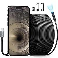50FT Sewer Camera, Teslong USB C Drain Plumbing Snake Borescope Inspection Camera with 8 LEDs, 50 ft Flexible Waterproof Endoscope Fiber Optic Scope Cam Compatible with iPhone 15, Android Phone