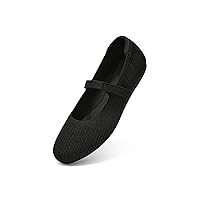 Arromic Flats for Women Round Toe Comfortable Velcro Mary Jane Shoes Dressy Ballet Flats Washable Knit Slip On Shoes