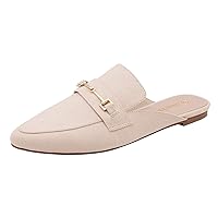DREAM PAIRS Women's Flat Mules Buckle Pointed Toe Backless Slip on Slides Loafer Shoes