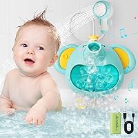 Baby Bath Shower Head,MOJINO Bath Bubble Maker Machine for Bathtub Tub,Support USB Charging,Elephant Bathtime Shower Water Toy with Music,Great Gift for Toddler Age 1 2 3 4 5 6 Boy Kids Girl Newborn