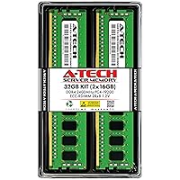 A-Tech 32GB Kit (2x16GB) DDR4 2400MHz PC4-19200 ECC RDIMM 2Rx8 1.2V Dual Rank ECC Registered DIMM 288-Pin Server & Workstation RAM Memory Upgrade Modules (A-Tech Enterprise Series)