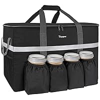 Insulated Food Delivery Bag with 4 Cup Holders, Large Warm & Cooler Shipping Bag, Catering Thermal Bag for Cold and Hot Food Transport, Grocery Bags for Pizza Delivery, Beverages, Uber Eat