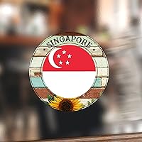 100PCS Round Singapore Flag Label Stickers National Symbolic Stickers Singapore Vinyl Round Circle Sticker for Baking Card Gift Wrapping Envelope Craft Making 2inch