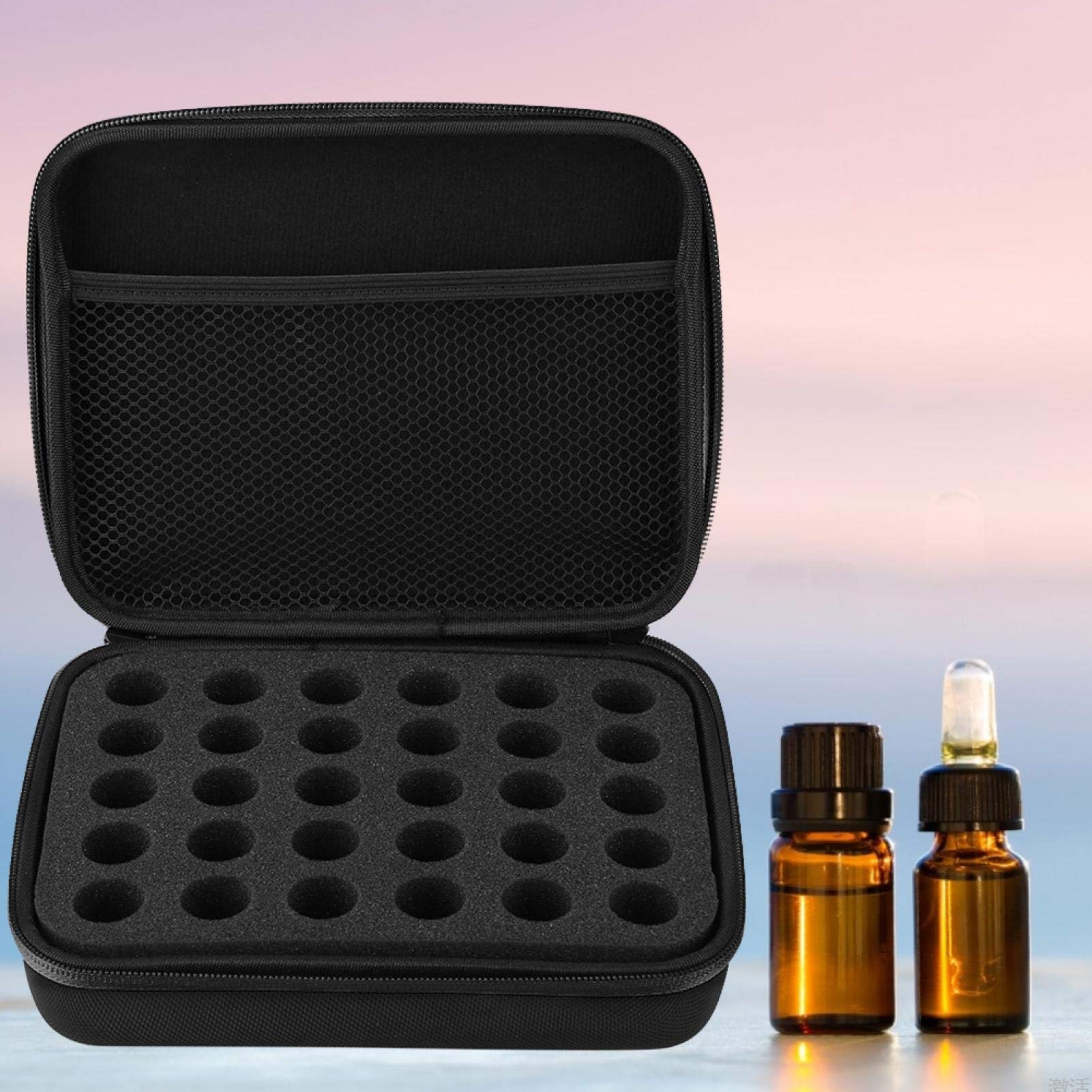 30-Bottle Essential Oil Carrying Case for 5ml,10ml,15ml with Handle Scented Oils Holder Traveling Carrying Case Storage Box(Black)