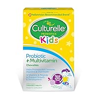 Culturelle Kids Probiotic + Complete Multivitamin Chewable, Promotes Immune, Digestive & Oral Health, With 11 Vitamins & Minerals including Vitamins C, D & Zinc, Non-GMO, Fruit Punch Flavor, 30 Count