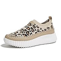 LUCKY STEP Platform Sneakers for Women Slip on Knit Chunky Fashion Casual Retro Braided Tennis Lightweight Walking Shoes