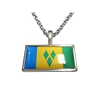 Thin Bordered Saint Vincent and The Grenadines Flag Pendant Necklace