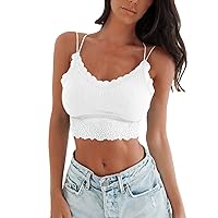Workout Tops for Women Yoga Tank Tops Women Transparent Sheer Mesh Lace Cupped Sexy Removable Padding Lace