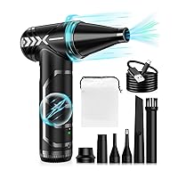 Compressed Air Duster, 150000RPM Stepless Speed Tiny Electric Cleaner for Keyboard, PC Deep Cleaning, Replace Compressed Air Can-No Canned Air Duster, Rechargeable Air Blower - Classic Black