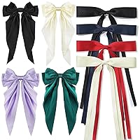 Big Bow Hair Clips, Long Tail French hair Bows for Women Girl, Satin Silky& Ribbon Bow Hair Barrette, Bow Hair Dress Up Accessories for Birthday/Party/Show/Christmas/Independence Day