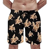 Golden Dog Butterfly Men's Swim Trunks Quick Dry Swim Shorts Summer Beach Board Shorts with Pockets