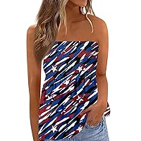 Tube Tops for Women Independence Day Printed Backless Sexy Shirtscasual Bandeau Sleeveless Vacation Beach Tank