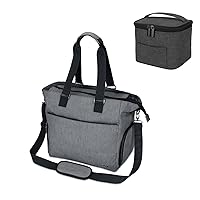 Luxja Breast Pump Tote with A Breastmilk Cooler Bag (Hold Four 5 Ounce Breastmilk Bottles) Bundle, Dark Gray