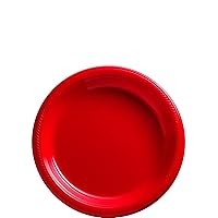 Amscan Big Party Pack Plastic Plates | Apple Red | 50 Pcs, 7-Inch