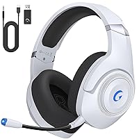 KAPEYDESI Wireless Gaming Headphones, 2.4GHz USB Gaming Headphones for PS5, PS4,Switch,PC,Mac with Bluetooth 5.2, 40H Battery, ENC Noise Canceling Microphone, 3.5mm Wired Jack for Xbox Series (White)