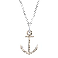 Dazzlingrock Collection Ladies Anchor Pendant (Silver Chain Included), Available In Round Diamonds, Gemstones & Metal in 10K/14K/18K Gold & 925 Sterling Silver