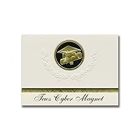 Taos Cyber Magnet (Taos, NM) Graduation Announcements, Presidential style, Basic package of 25 Cap & Diploma Seal. Black & Gold.
