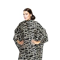 Cricket Art Deco Hair Cutting Cape for Professional Salon Barbershop Hairdresser Hairstylist Cape for Clients, Adjustable Snap Neck Closure Haircut Cape, Black/Gold