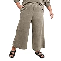 Hanes Women's Originals French Terry Wide Leg Crop Pants, Crop Fleece Pants, 25