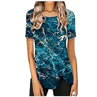 Tie Dye T Shirts Short Sleeve Plus Size Crewneck Graphic Tee for Women Trendy 2024 Casual Tunic Blouse Summer Tops