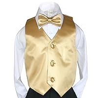 2pc Boys Satin Mustard Vest and Bow tie Set from Baby to Teen (18)