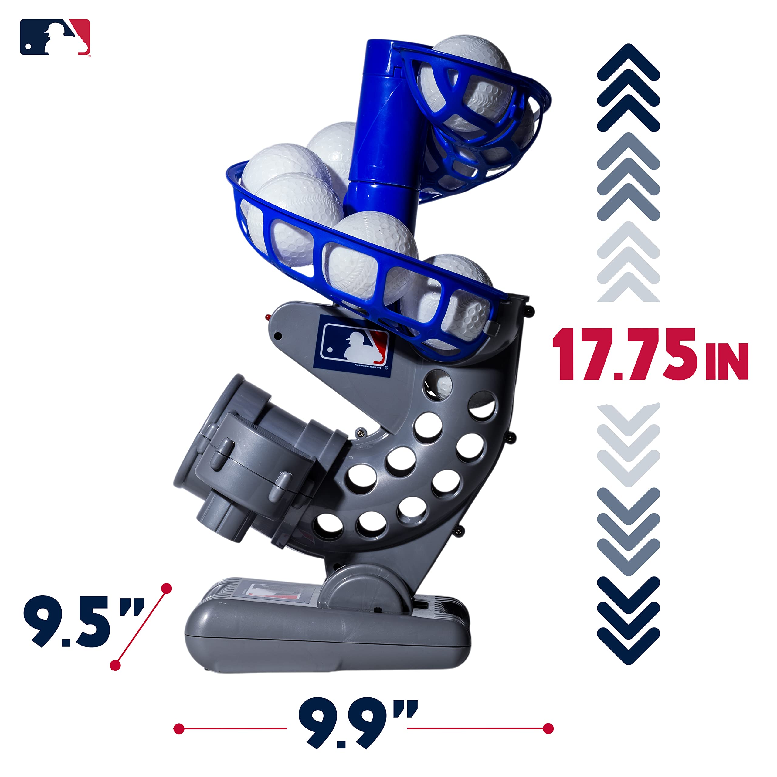Franklin Sports MLB Kids Electronic Baseball Pitching Machine - Automatic Youth Pitching Machine with (6) Plastic Baseballs Included -Youth Baseball Pitcher for Kids Ages 3+