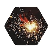 Explosion Firework Print 4 PCS Leather Coasters Set Waterproof Anti-Scald Drink Coasters Mugs Mat for Living Room Coffee Table 4 Inch