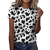 Tops for Women Casual Summer Printing Short Sleeve Shirt Casual Tunic Tops Blouse Womens Tops Clothes Shirts 2023