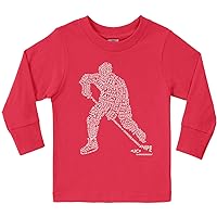 Threadrock Little Boys' Hockey Player Typography Design Toddler L/S T-Shirt