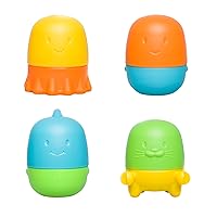 Ubbi Interchangeable Bath Toys for Toddlers and Baby, Colorful Mix and Match Baby Bath Accessory, Water Toys for Toddler Bath Playtime, Set of 4