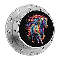 Cute Rainbow Horse Kitchen Timer 60 Minute Countdown Cooking Timer for Home Study