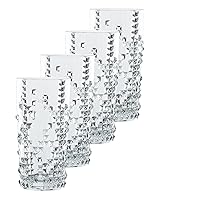 Nachtmann Brand Punk Collection Crystal 6” Long Drink, Set of 4, Clear Glass, For Cocktails or Non- Alcoholic Beverages,13-Ounce Capacity, Dishwasher Safe