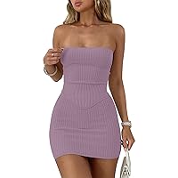 ANRABESS Women's Two Piece Outfits Summer Sexy Skirt Sets Going Out Cute Bandeau Crop Tops Short Bodycon Club Mini Dresses