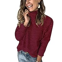 Winter Clothes for Women, Cropped Sweaters for Women Fashion Western Cardigan Plus Size Winter Sweater Sexy Shirts Long Sleeve Wool Solid Plus Size Sweaters for Women Wine