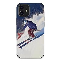 Snow Skier Compatible with iPhone 12/iPhone 12 Pro/12 Pro Max/12 Mini, Shockproof Protective Phone Case