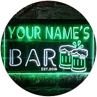 ADVPRO Personalized Your Name Est Year Theme Bar Beer Mug Decoration Dual Color LED Neon Sign White & Green 16