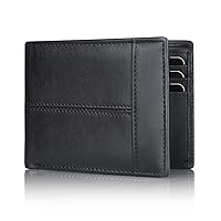 Swallowmall Mens Wallet RFID Genuine Leather Bifold Wallets For Men, ID Window 16 Card Holders Gift Box