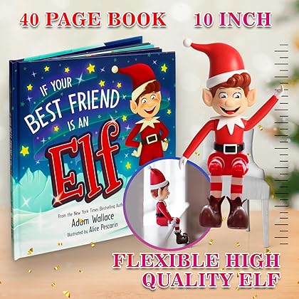 Read & Feel Elf Boy Christmas Elf Toy with Elves Book for Children, If Your Best Friend is an Elf, Hardcover elf Doll Included Christmas Books for Kids 40 Pages by Adam Wallace, 10 inch Elfs