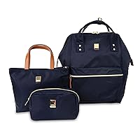 J World New York Posy 3-Piece Backpack with Tote and Pouch, Navy
