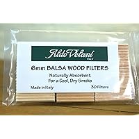 30 Pack of Aldo Velani Italy 6mm Balsa Wood Filters for Corncob Pipes