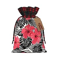 MQGMZ Red Hibiscus Print Xmas Gift Bags, Candy Bags For Wrapping Gifts For Halloween, Birthday, Wedding, 2 Sizes
