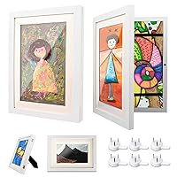 Kids Art Frame, Pack of 2 A4 Artwork Frames Changeable for Kids, 8.7x11.8 Front Opening Picture Frame Hold up to 150 Paintings, Ideal for Children's Drawings, Art Projects, School, Home (White)