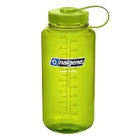 Nalgene Sustain Tritan BPA-Free Water Bottle Made with Material Derived from 50% Plastic Waste, 32 OZ, Wide Mouth, Spring Green