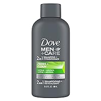 DOVE MEN + CARE Fortifying 2 in 1 Shampoo and Conditioner for Normal to Oily Hair Fresh and Clean with Caffeine Helps Strengthen Thinning Hair 3 oz (Pack of 12)
