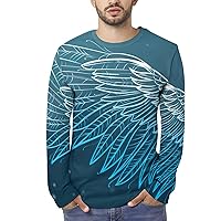Angel Wings Mens Long Sleeve Shirts Pattern Print Tee Shirts Fashion Sweatshirts Pullover Tops