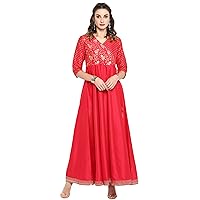 Janasya Pink Poly Silk Ethnic Dress